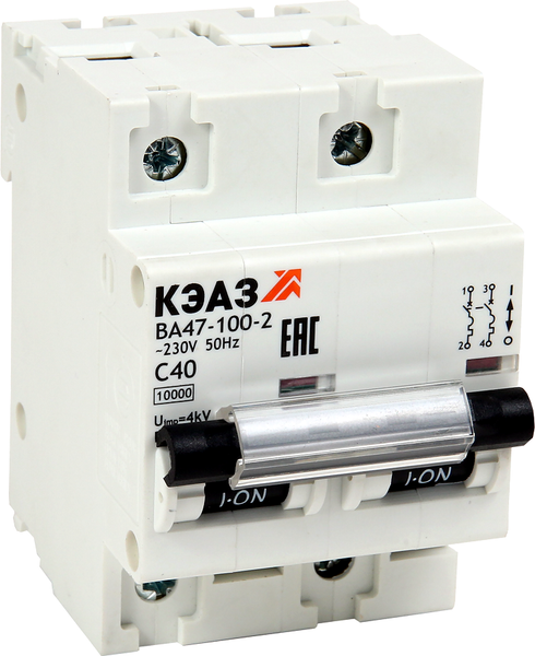 Выключатель автоматический КЭАЗ ВА47-100-2C10-УХЛ3 10кА / 330472 - фото