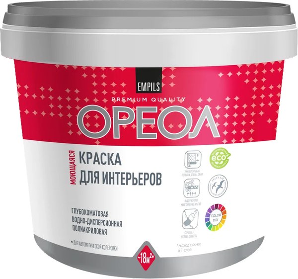 Краска Ореол Интерьерная моющаяся База А - фото