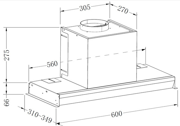 Вытяжка скрытая ZORG Aura 1260 60 S-GS
