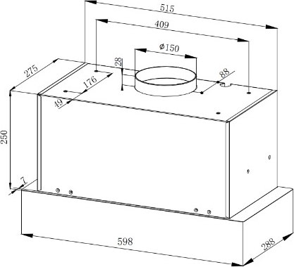 Вытяжка скрытая ZORG Bona 1260 60 M