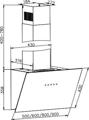 Вытяжка наклонная ZORG Nero 1260 60 S BL