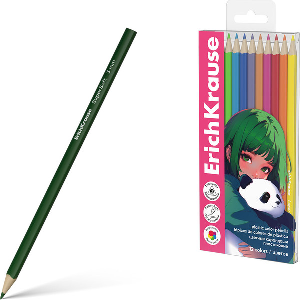 Набор цветных карандашей Erich Krause Panda Hugs / 62935