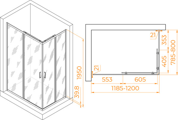 Душевой уголок RGW PA-040 / 3508104082-11