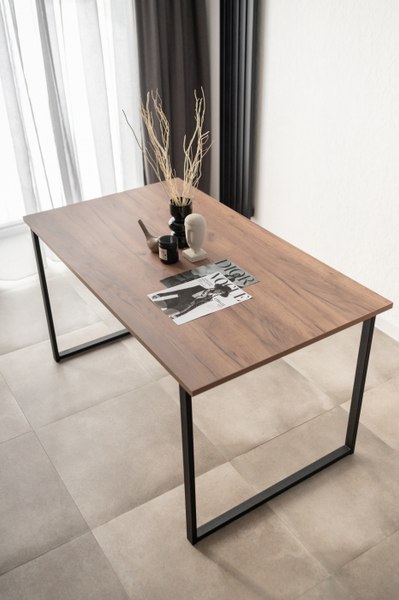 Обеденный стол Notta Лиман 140х80 / 615156 (дуб крафт табачный/черный матовый)