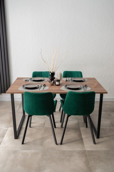 Обеденный стол Notta Лиман 140х80 / 615156 (дуб крафт табачный/черный матовый)