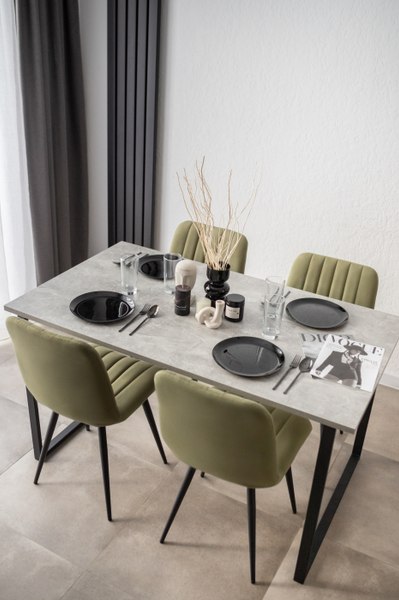 Обеденный стол Notta Лиман 140х80 / 615157 (бетон светлый/черный матовый)