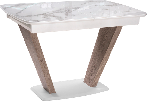 Обеденный стол Woodville Петир / 462110 (белая шагрень/дуб с пилением) - фото