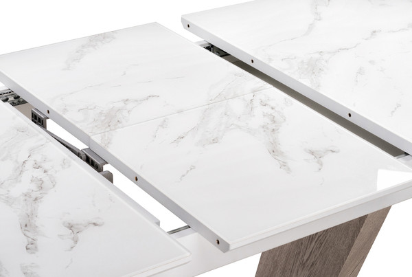 Обеденный стол Woodville Петир / 462110 (белая шагрень/дуб с пилением)