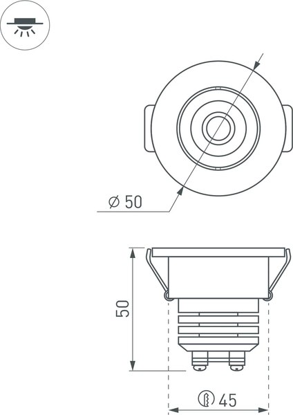 Точечный светильник Arlight LTM-R50WH 5W Warm White 25deg / 020756