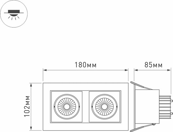 Точечный светильник Arlight CL-KARDAN-S180x102-2x9W Day WH 38deg / 024138