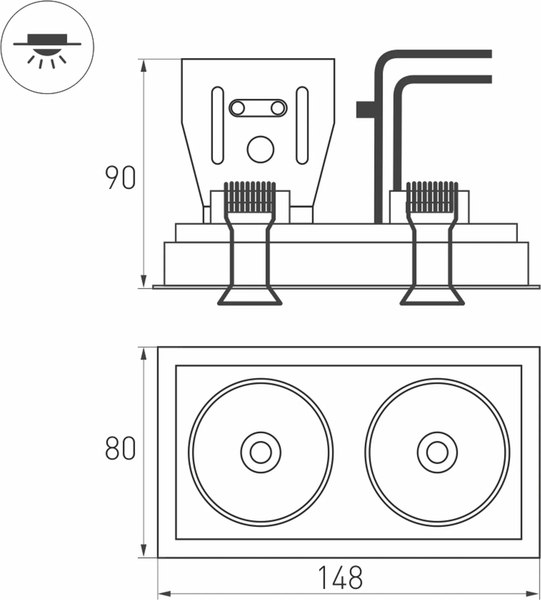 Точечный светильник Arlight CL-SIMPLE-S148x80-2x9W Day4000 BK 45deg / 026877