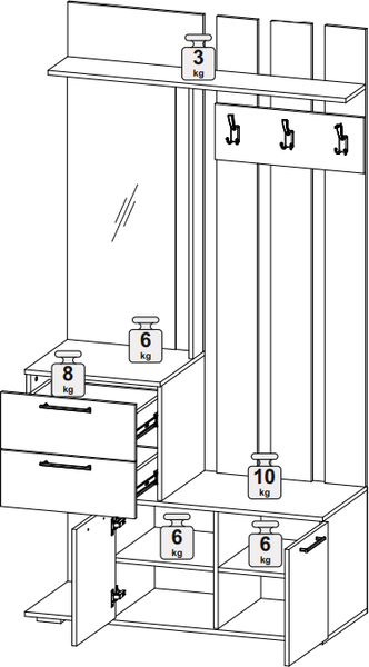 Секция в прихожую Woodville Вальс ВШ-1 / 508424
