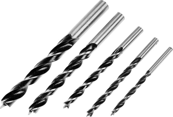 Набор сверл Tundra Цилиндрический хвостовик по дереву 4-5-6-8-10мм / 1119704 - фото