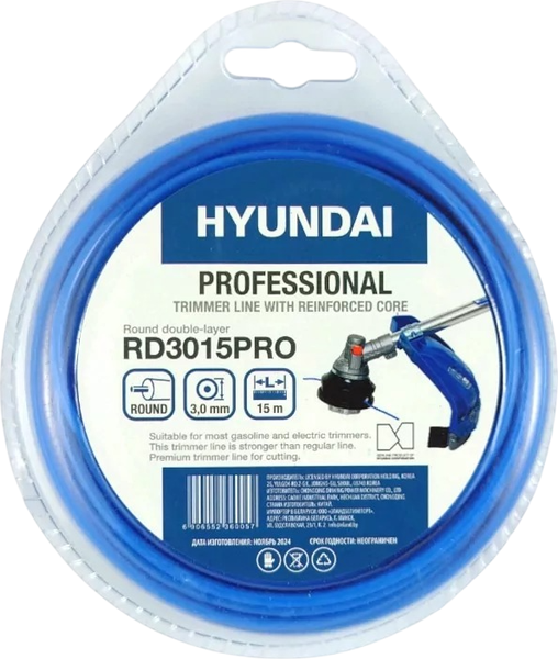 Леска для триммера Hyundai 3.0мм / RD-3015 PRO - фото