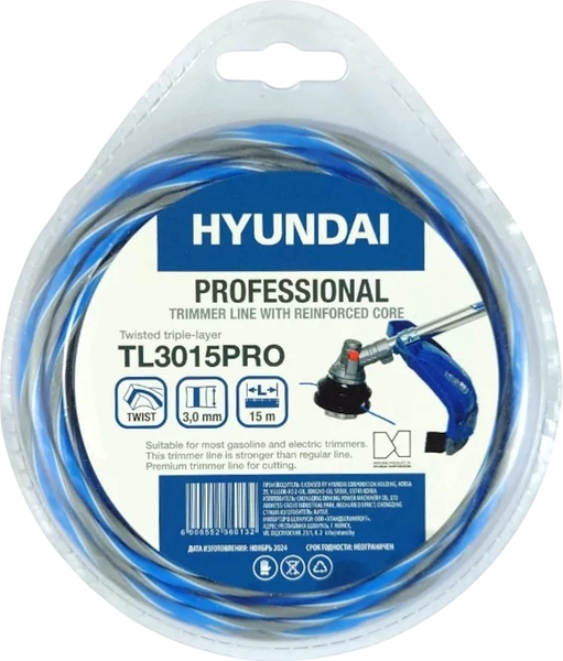 Леска для триммера Hyundai 3.0мм / TL-3015 PRO - фото