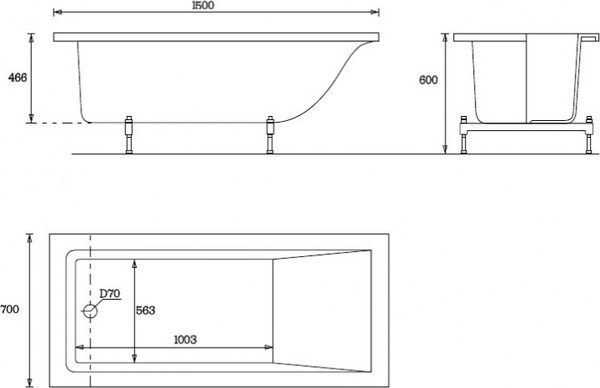 Ванна из искусственного камня VATE Nordys 150GL