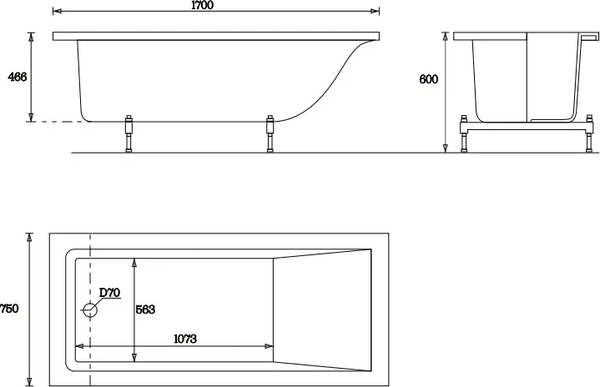 Ванна из искусственного камня VATE Nordys 170MT