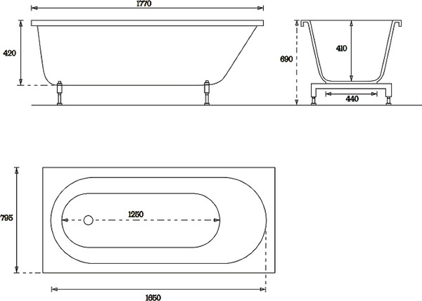 Ванна из искусственного камня VATE Linna 178MT