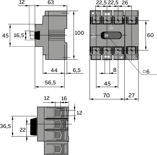 Выключатель нагрузки Geya OTG-100F3