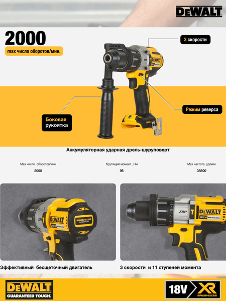 Профессиональная дрель-шуруповерт DeWalt DCD996X1