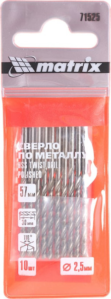 Набор сверл Matrix по металлу 71525