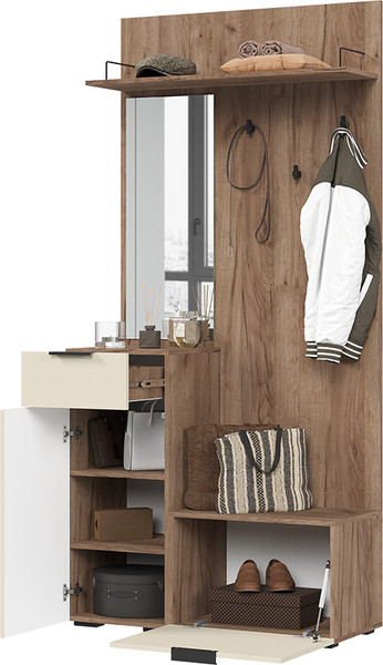 Секция в прихожую Стендмебель Соната ПР 01 (моно керамика/дуб крафт табачный)