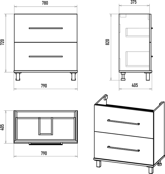 Тумба под умывальник Misty Модерн 80 / П-Мод07080-011Пр
