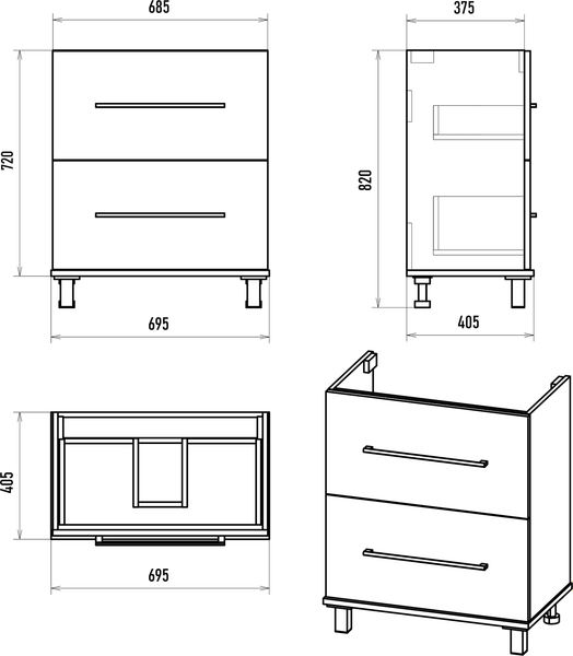 Тумба под умывальник Misty Модерн 70 / П-Мод07070-011Пр