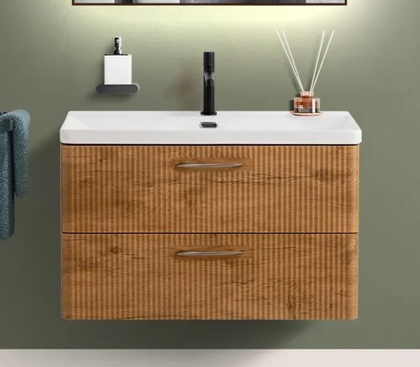 Тумба с умывальником BelBagno Rovere Nature DUE-800-2C-SO-RN-P + BB-8076-3-80 - фото