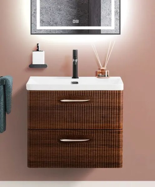Тумба с умывальником BelBagno Noce DUE-500-2C-SO-NOCE-P + BB-8076-3-50 - фото