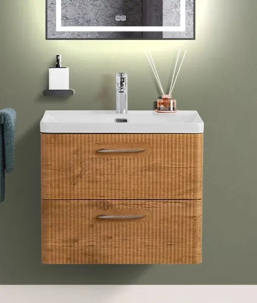 Тумба с умывальником BelBagno Rovere Nature DUE-500-2C-SO-RN-P + BB-8076-3-50 - фото