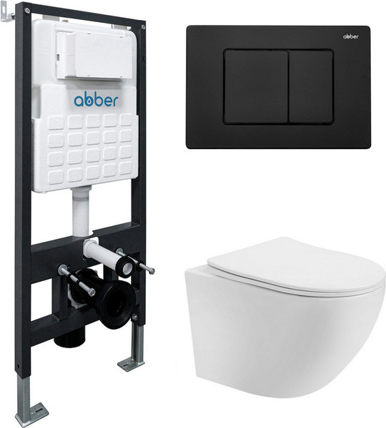 Унитаз подвесной с инсталляцией Abber Bequem AC1100T-AC0105-AC0120MB - фото