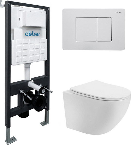 Унитаз подвесной с инсталляцией Abber Bequem AC1100T-AC0105-AC0120MW - фото