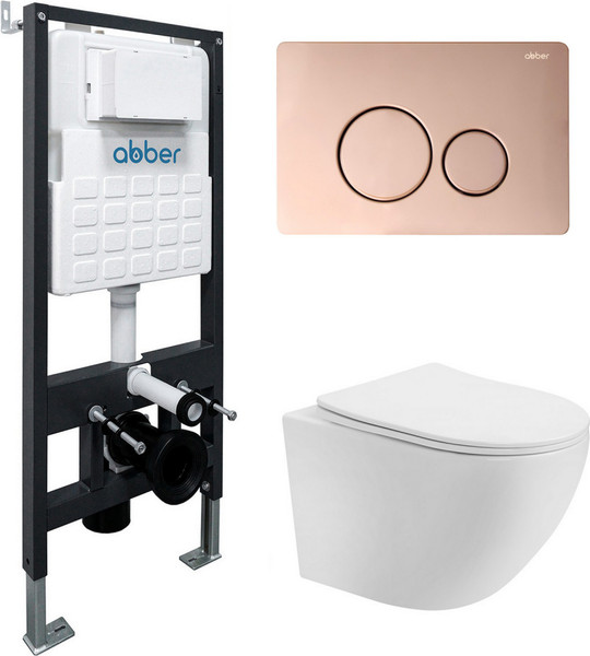 Унитаз подвесной с инсталляцией Abber Bequem AC1100T-AC0105-AC0121RG - фото