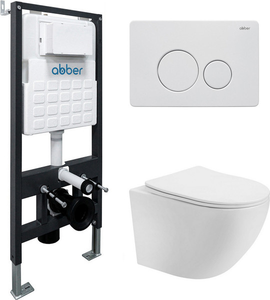 Унитаз подвесной с инсталляцией Abber Bequem AC1100T-AC0105-AC0121MW - фото