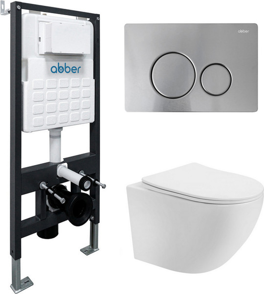 Унитаз подвесной с инсталляцией Abber Bequem AC1100T-AC0105-AC0121MCH - фото