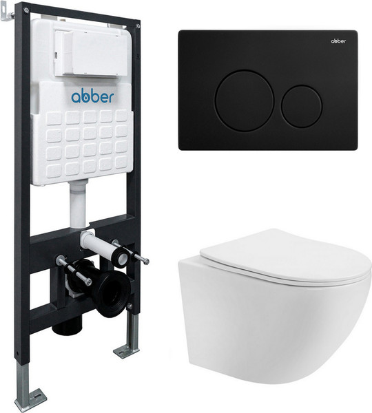 Унитаз подвесной с инсталляцией Abber Bequem AC1100T-AC0105-AC0121MB - фото