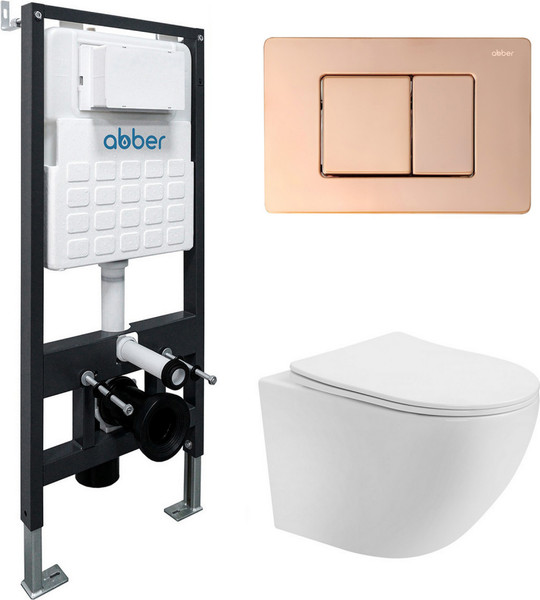 Унитаз подвесной с инсталляцией Abber Bequem AC1100T-AC0105-AC0120RG - фото