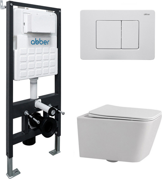 Унитаз подвесной с инсталляцией Abber Rechteck AC1201-AC0105-AC0120MW - фото