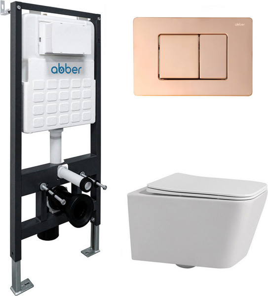 Унитаз подвесной с инсталляцией Abber Rechteck AC1201-AC0105-AC0120RG - фото