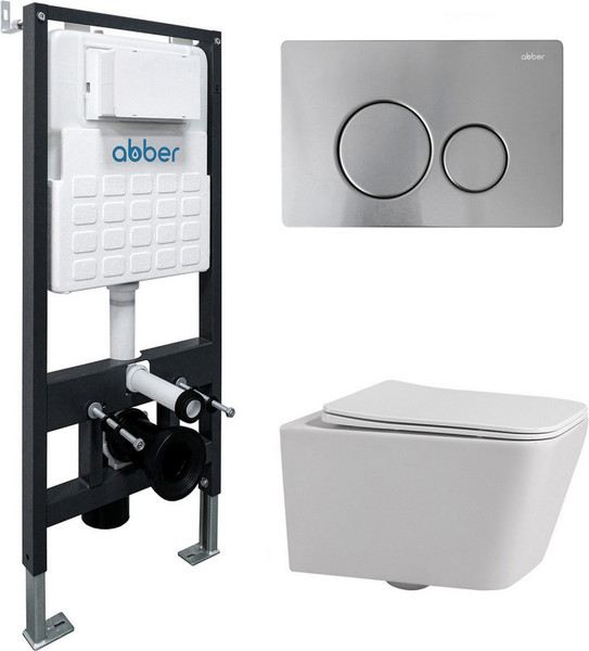 Унитаз подвесной с инсталляцией Abber Rechteck AC1201-AC0105-AC0121MCH - фото