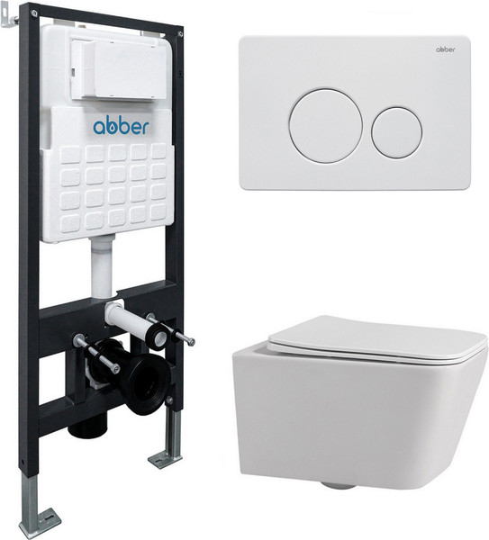 Унитаз подвесной с инсталляцией Abber Rechteck AC1201-AC0105-AC0121MW - фото