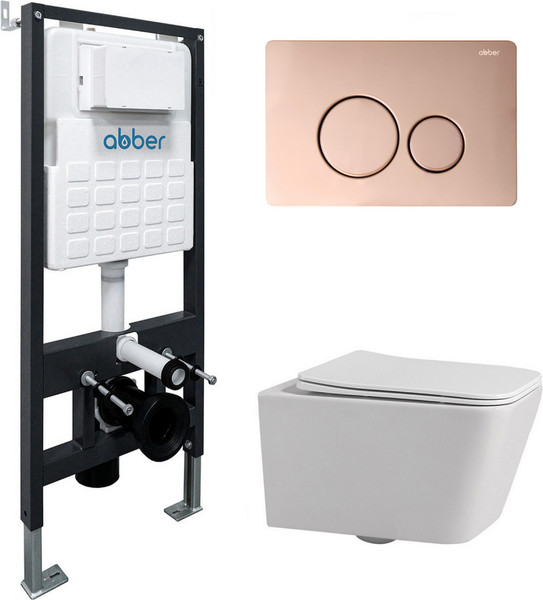 Унитаз подвесной с инсталляцией Abber Rechteck AC1201-AC0105-AC0121RG - фото