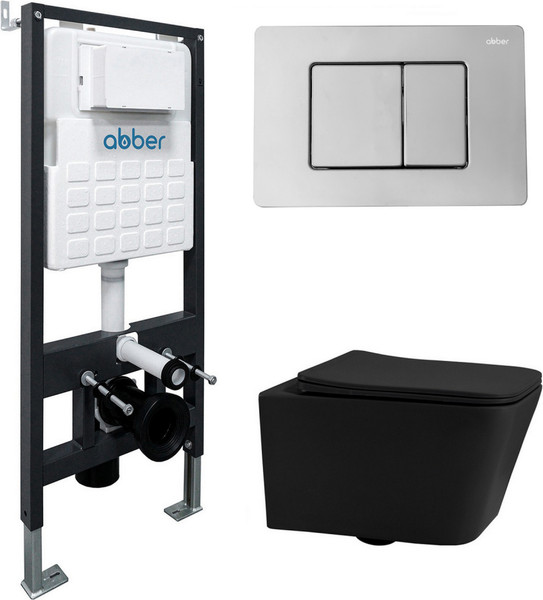 Унитаз подвесной с инсталляцией Abber Rechteck AC1201MB-AC0105-AC0120 - фото