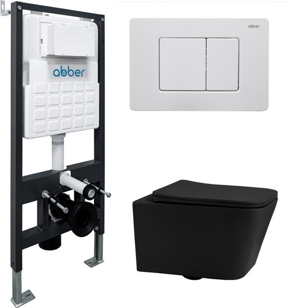 Унитаз подвесной с инсталляцией Abber Rechteck AC1201MB-AC0105-AC0120MW - фото