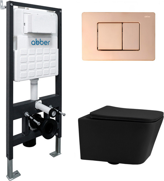 Унитаз подвесной с инсталляцией Abber Rechteck AC1201MB-AC0105-AC0120RG - фото