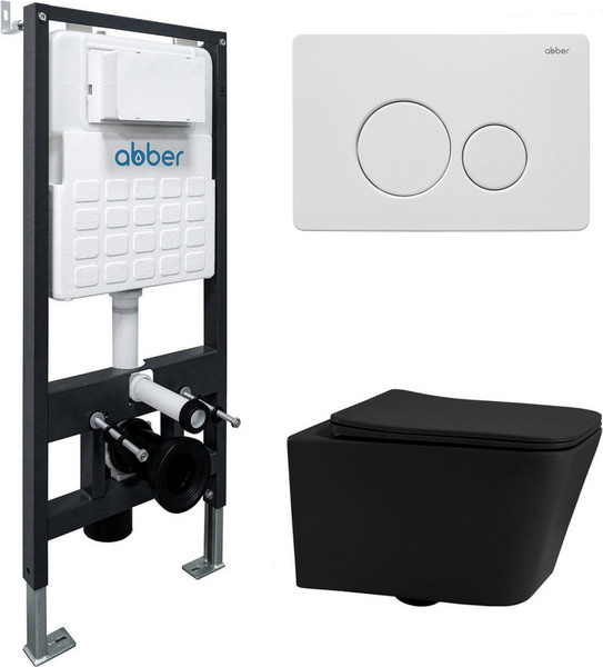 Унитаз подвесной с инсталляцией Abber Rechteck AC1201MB-AC0105-AC0121MW - фото