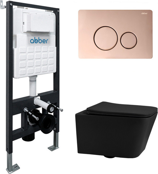 Унитаз подвесной с инсталляцией Abber Rechteck AC1201MB-AC0105-AC0121RG - фото