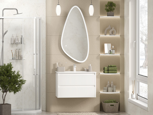 Тумба с умывальником Brevita Riva 80 / RIV-07080-0102Я+B-OND080-01 - фото