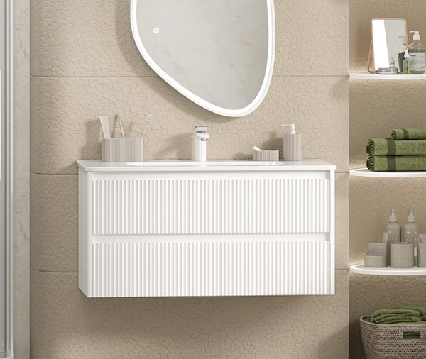 Тумба с умывальником Brevita Riva 100 / RIV-07100-0102Я+B-OND100-01 - фото